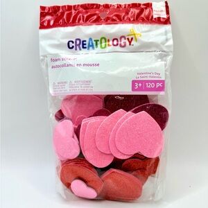 Creatology Pink Red Glitter Foam Heart Stickers 120 pc for Valentines Kids Craft